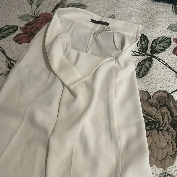 Zara White Wide Leg Pants High Waisted - Picture 3 of 3